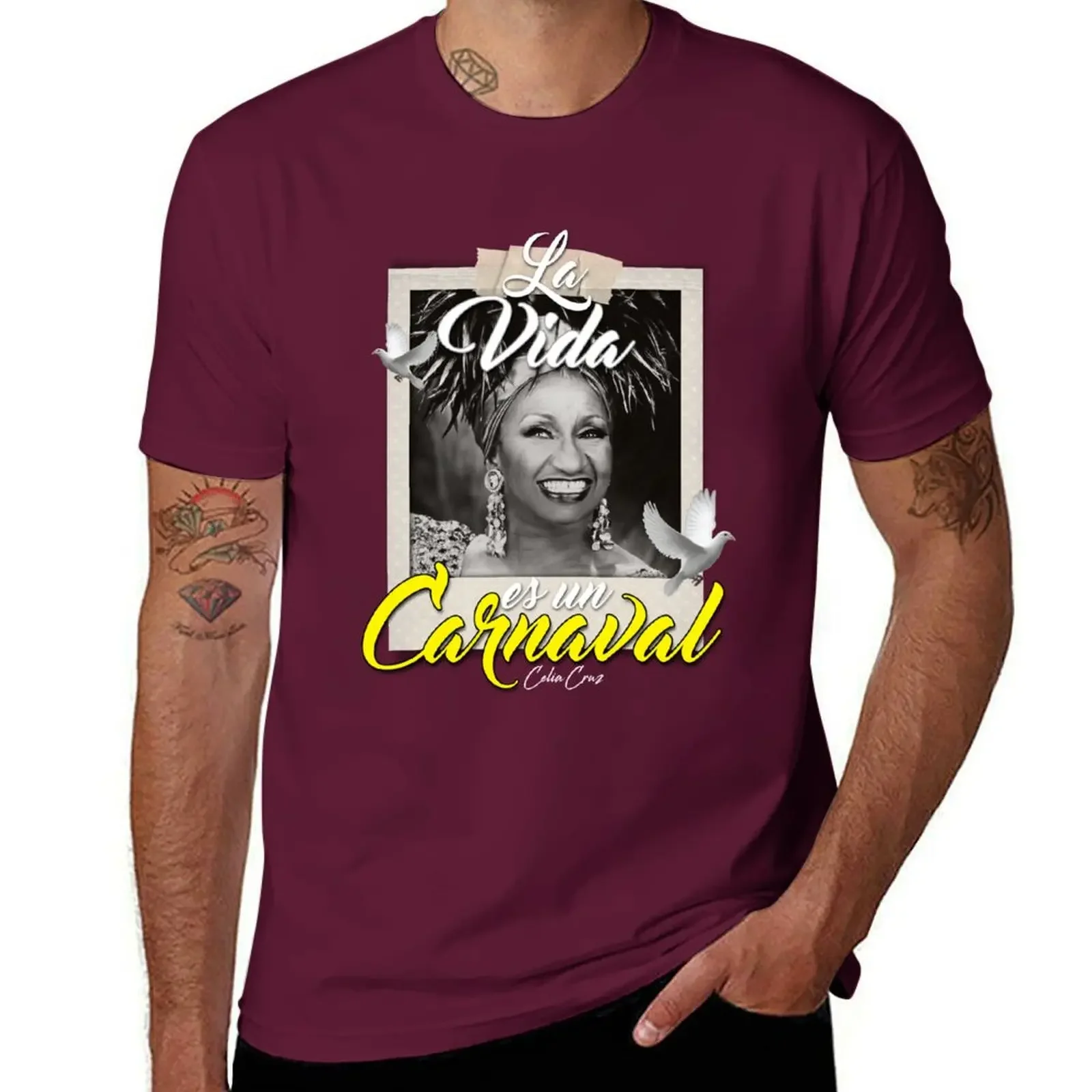 Фото Тяжелая неформальная футболка La Vida es un Carnival Celia Cruz funnys, новое издание, эстетическая одежда для мужчин на заказ №2