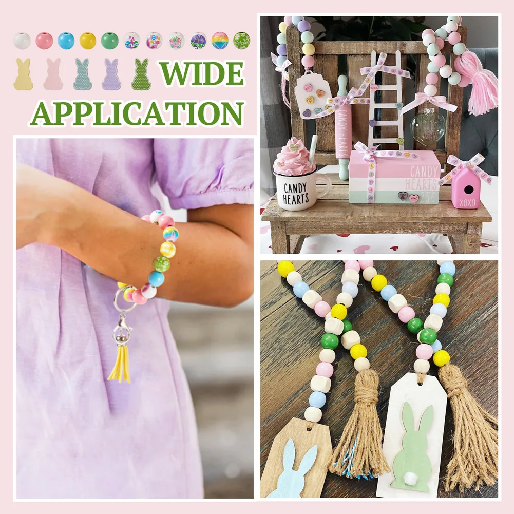 160 шт./набор круглые бусины из натурального дерева