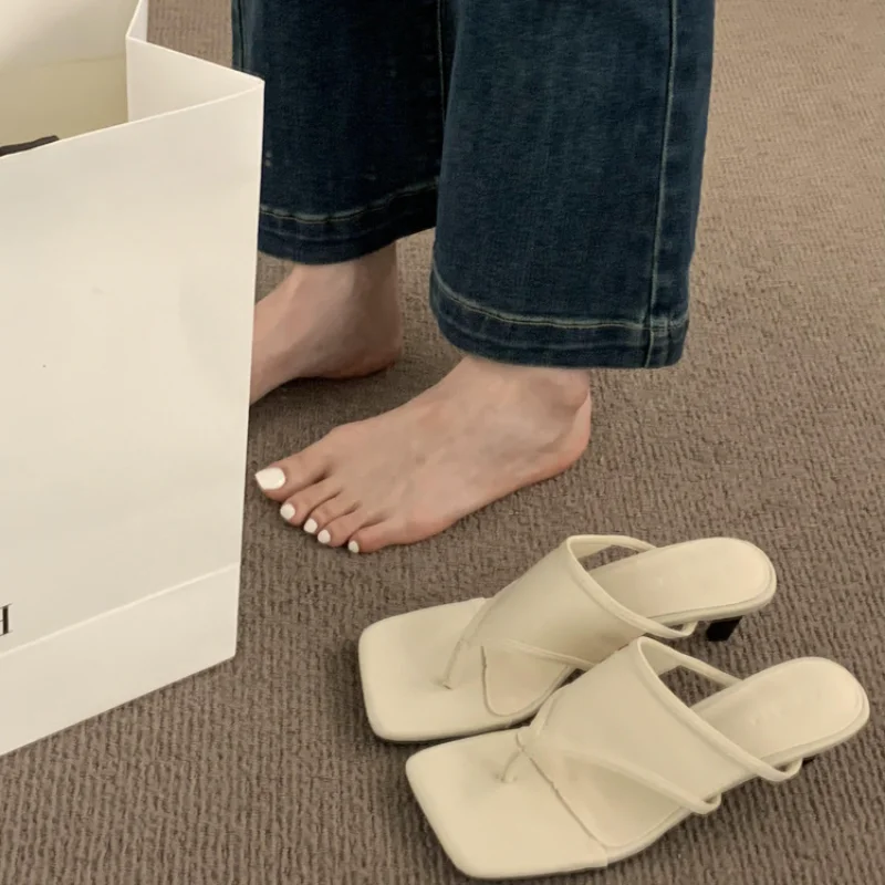 

Женские сандалии с открытым носком, повседневные шлепанцы на высоком квадратном каблуке, весна-лето 2023