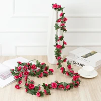 250cm rose flowers artificial christmas garland for decoration garden home room curtain wedding diy accessories fake green vines