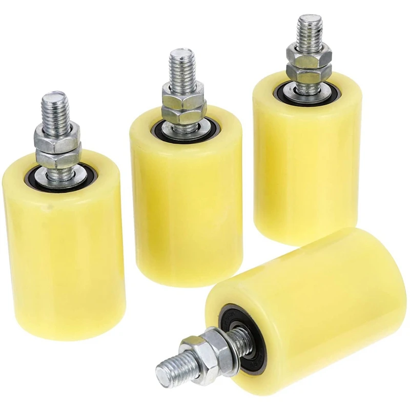 

4PCS 50X70mm Nylon Steel Flat Roller Bearing Guiding Wheel 6201 M12 Screw For Electric Door Sliding Gate