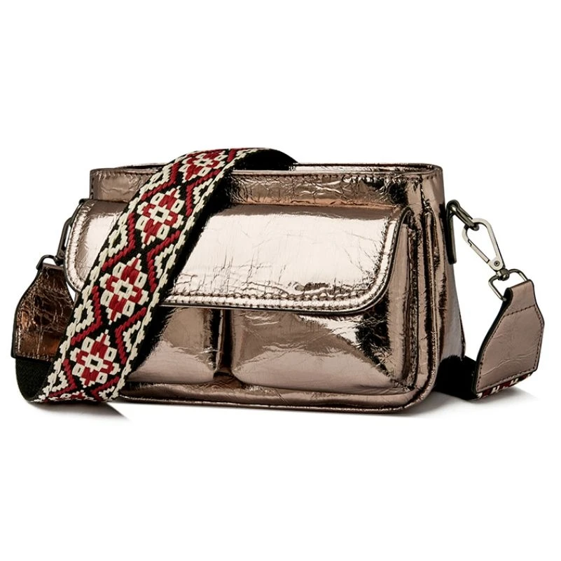 

Женская сумка через плечо с несколькими карманами, удобный мессенджер на широком ремешке, яркая кожаная модная дизайнерская сумочка-тоут