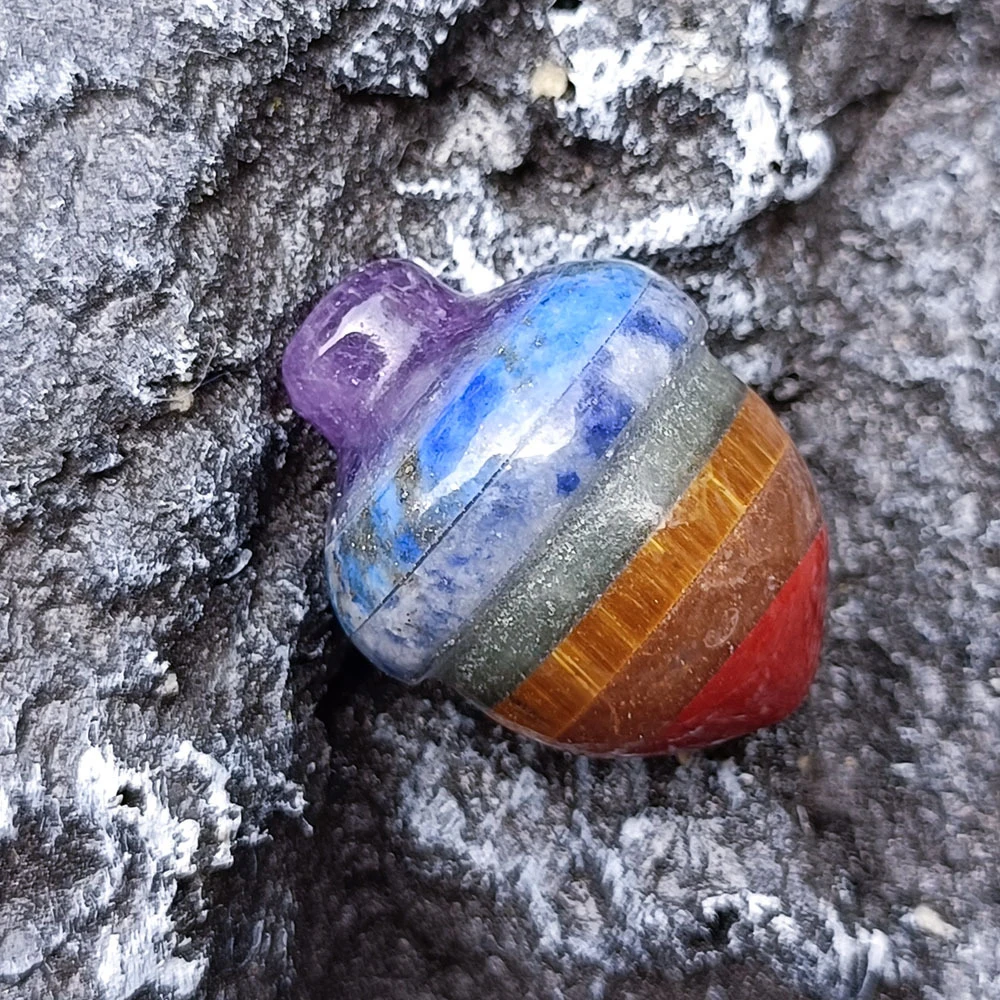 

Natural 7 Chakra Splicing Pine Cones Shape Carving Ornament Energy Mineral Amethyst Aventurine Lapis Lazuli Home Treatment Stone