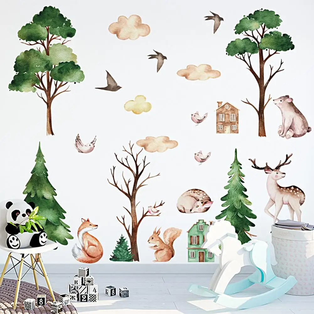 

1 Set Cute Lovely Easy Pasting Kids Room Cabin Wall Stickers Decoration Supplies Flat Wall Stickers Cabin Wall Stickers