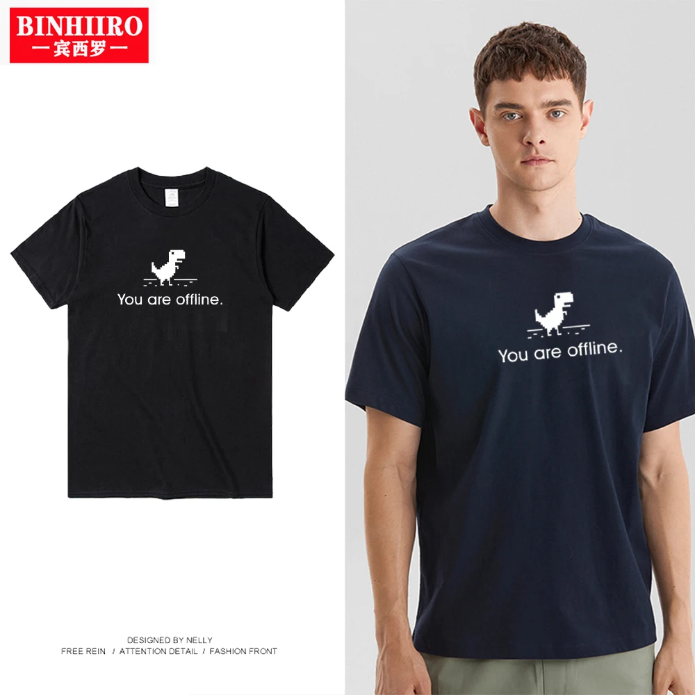 

Футболка мужская с коротким рукавом, модный брендовый Свободный Топ в стиле хип-хоп, универсальная мультяшная уличная одежда с принтом дино...