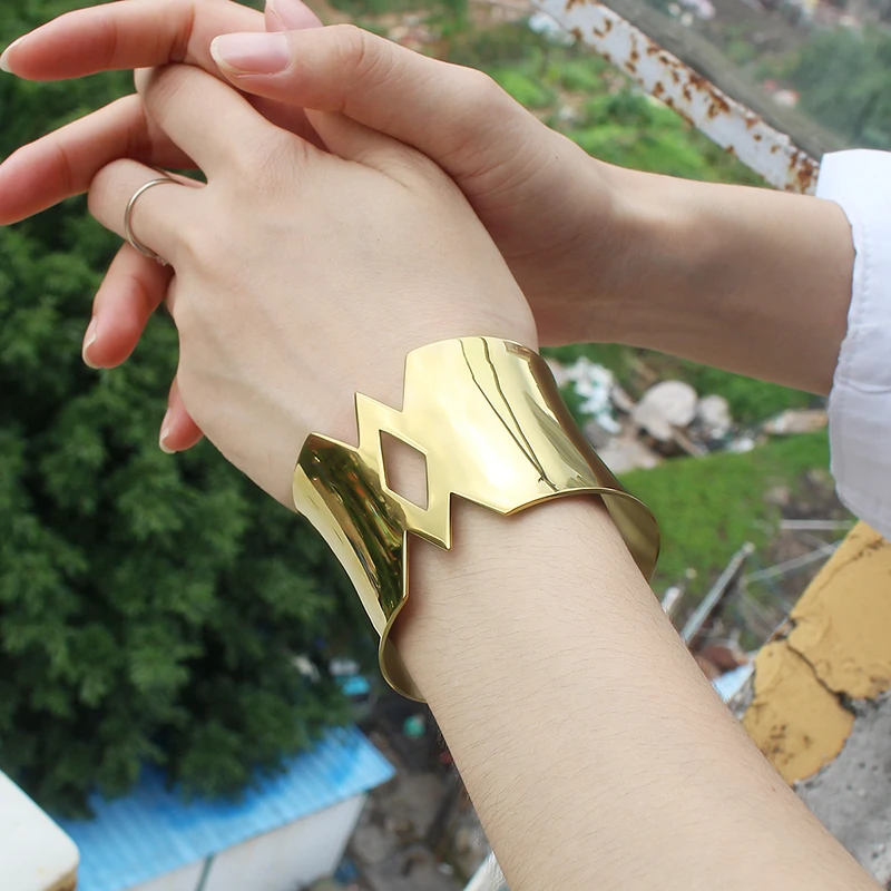 Панк большой толстый манжет золотые украшения шириной 4 6 см любовный браслет