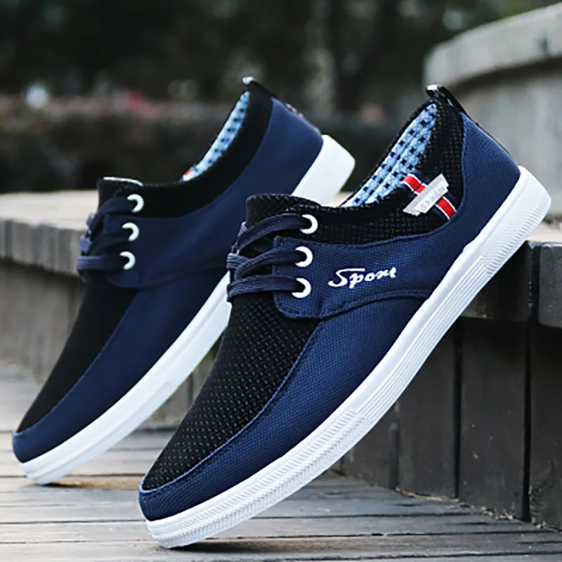 

New men's canvas shoes fashion trend board shoes breathable men's lace-up non-slip sole plus size men's shoes