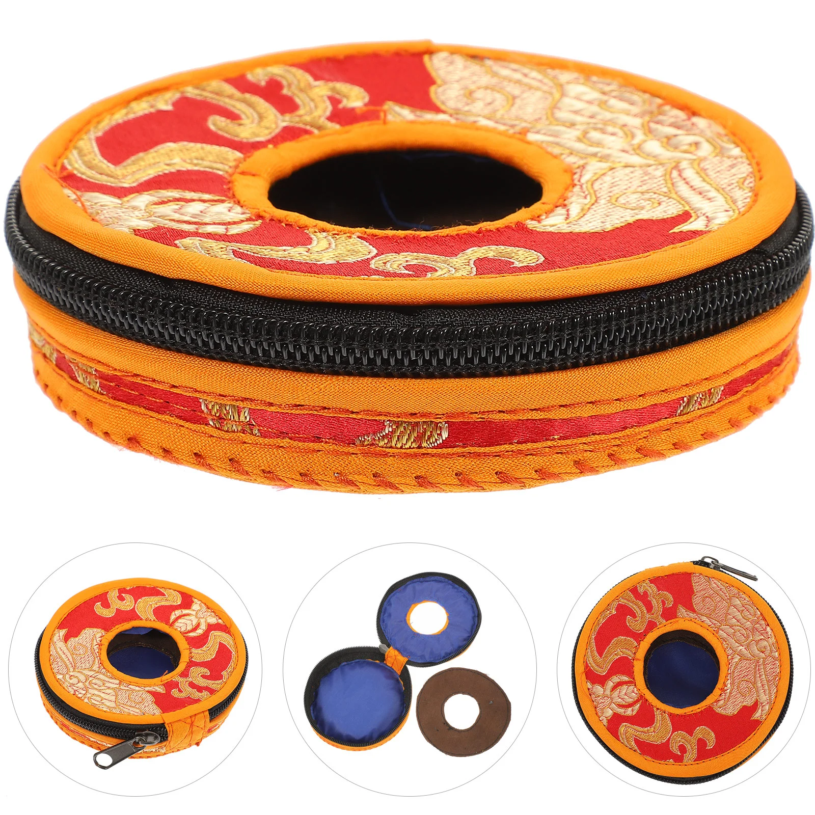 Bell Ring Set Cymbals Holder Suitcase Tibetan Home Nepal Meditation Container Polyester Storage Bag