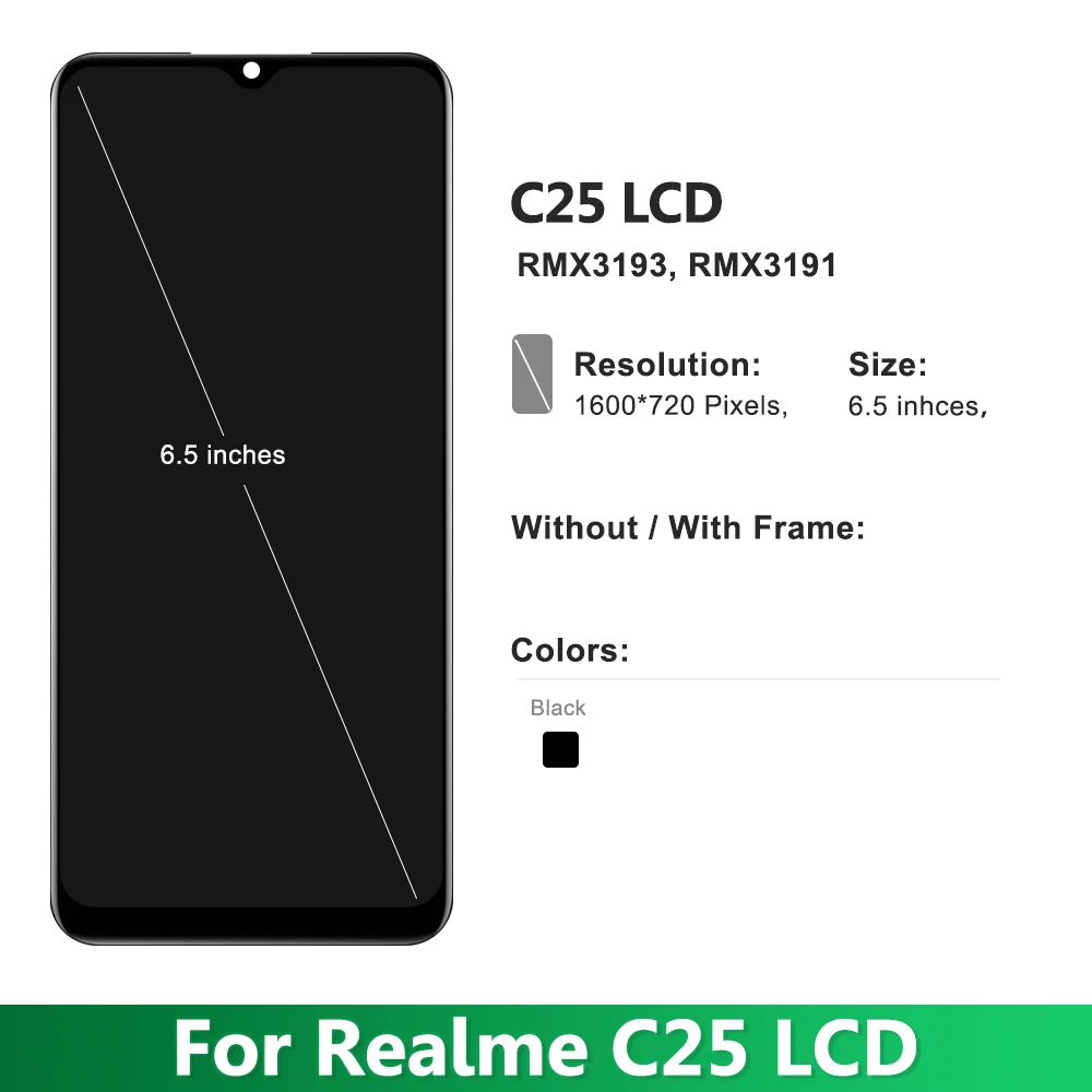 6 5 ''Оригинальный ЖК-дисплей для OPPO Realme C25 RMX3193 сенсорный экран в сборе замена