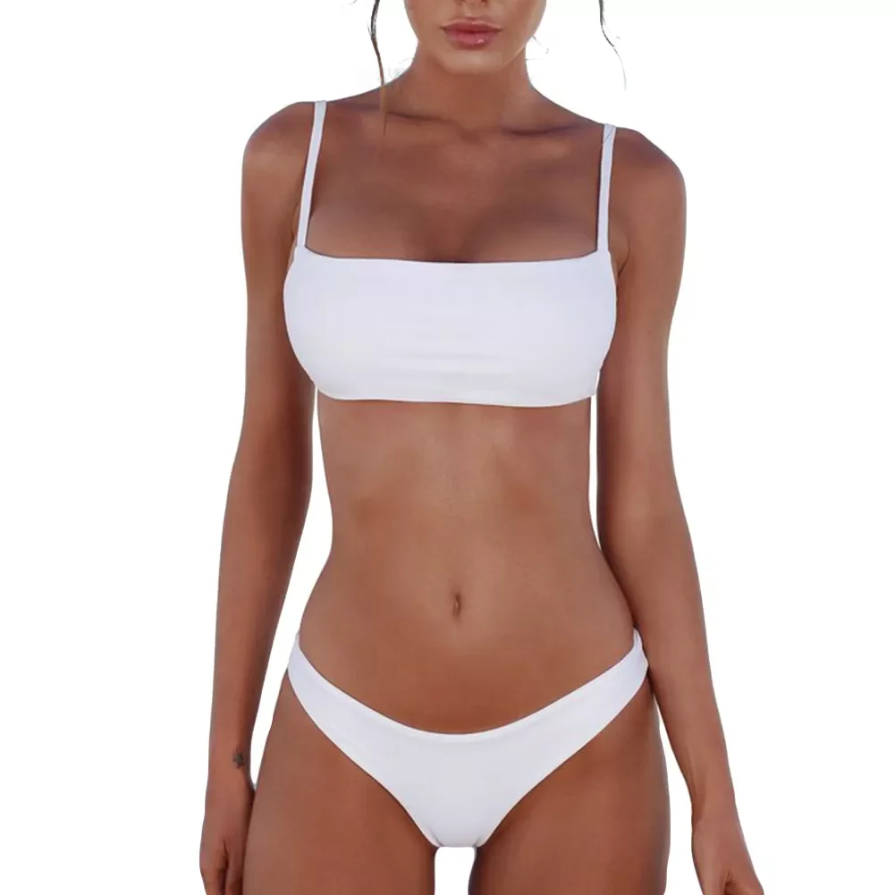 

Hot Sale Women 2Pcs Solid Color Sexy Women Push-up Padded Bra Bikini Set Swimsuit Low Waist Triangle Swimwear Sexy Bathing Suit