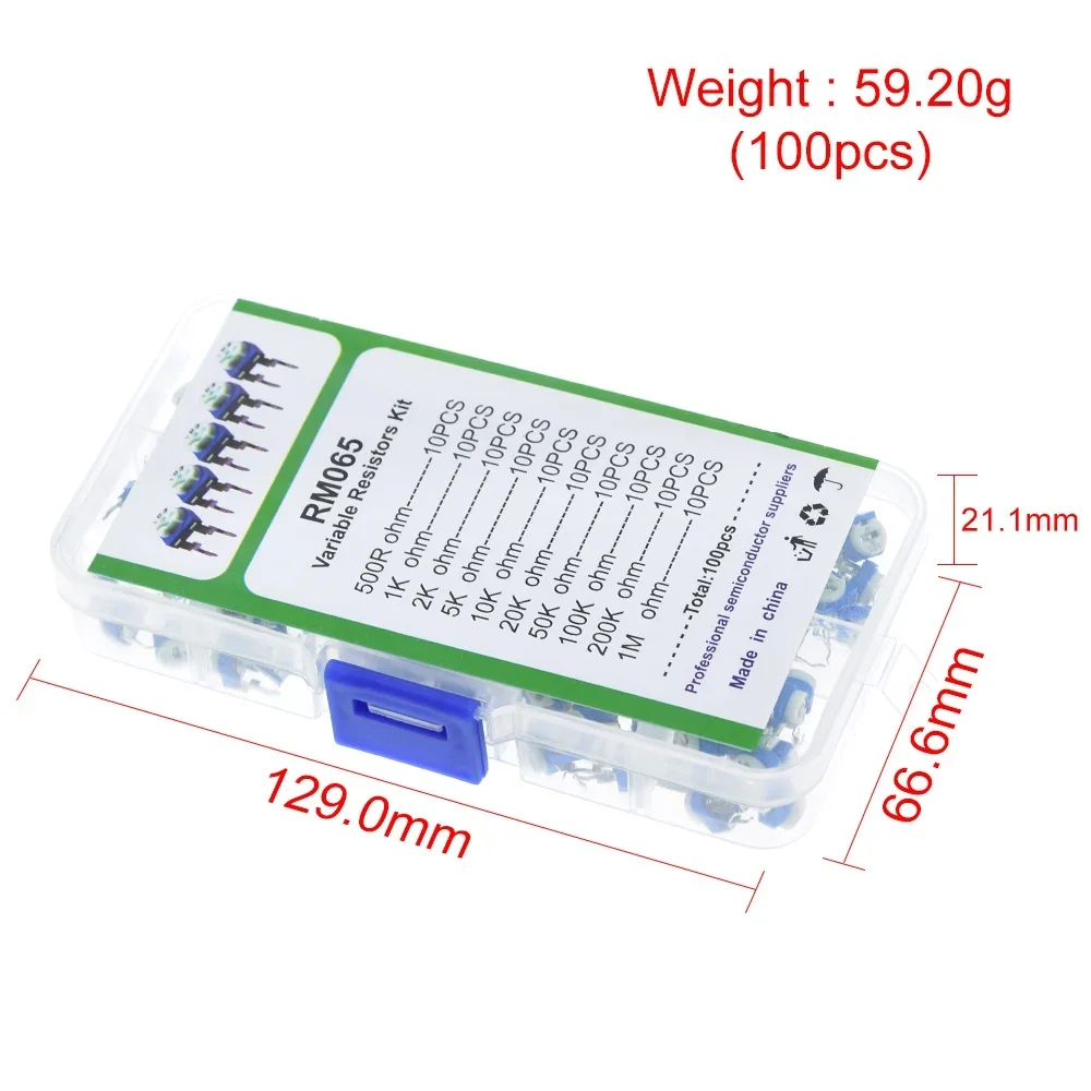100 шт./коробка RM065 набор потенциометров с карбоновой пленкой 10 значений