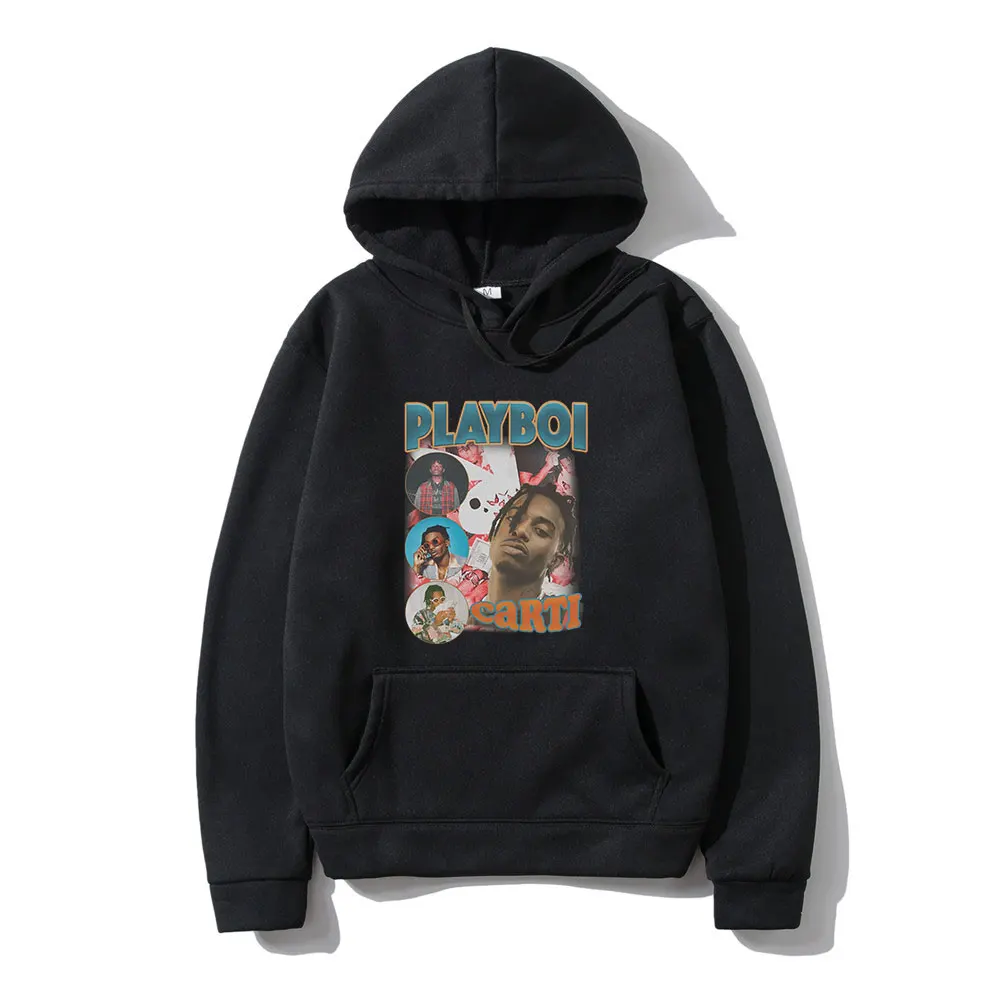 

Хип-хоп, рэп-певица Playboi Carti, классический индивидуальный принт, Зимняя Толстая свободная повседневная спортивная мужская толстовка с длинн...