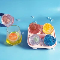 4 cavity rose ice cube mold summer ice cube maker reusable ice silicone mold diy cocktail beer whiskey ice ball kitchen gadgets