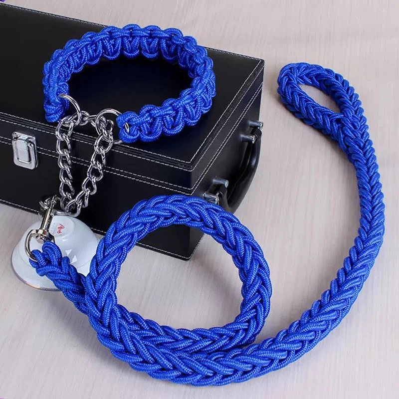 

Braided Dog Outdoor Nylon Collar Leash Set Walking Explosion-proof Pet Eight-strand Chain for Medium Large Dog Accessories Items