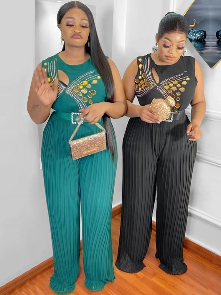 

Дашики, африканская Женская длинная юбка, без рукавов, с баской, Рождественская черная праздничная одежда, праздничные плиссированные комб...