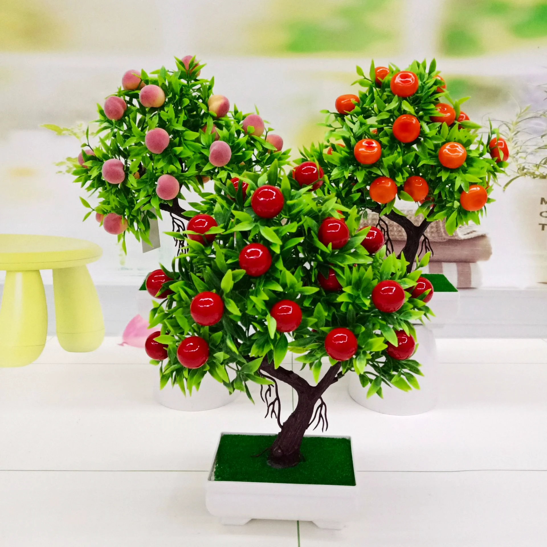 

Simulation Plant 25cm Fruit Bonsai, Home Hotel Living Room Furnishing Potted Plant, Creative Mini Plant Bonsai Garden Decoration