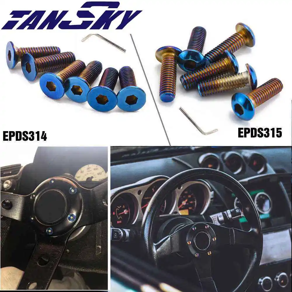 

Epman 6 Pcs Burnt (Neochrome) M5 Steering Wheel Bolts Screw Kit Countersunk /Domed W/allen Key EPDS314 EPDS315
