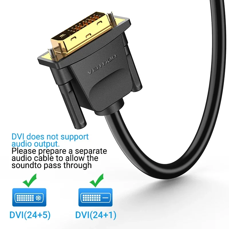 Кабель Vention DVI-HDMI DVI-D 24+1-контактный кабель «папа-папа» Конвертер HD 1080P для проектора PS4 Кабель HDTV Адаптер HDMI-DVI (art.: 3920cce755d36) - 3920cce755d36