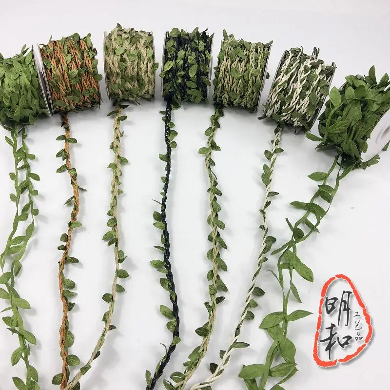 

10M Green Forest Vine Rope with Leaves Handmade DIY Decorative Leaves Photos Wall Materials Party Supplies