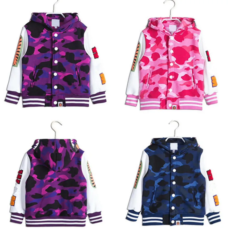 

2020 Kids Boy Girls Cartoon Camo Animal Baseball Hoodie Tops Coat Sweatershirt Winter Jacket