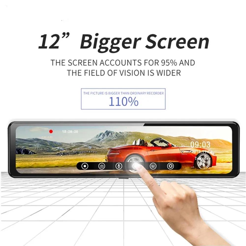 

Dash Cam Car Mirror Camera Rearview HD 1080P Mirror Driving Recorder Touch Screen 12 Inch AN WIFI Auto Vehicle