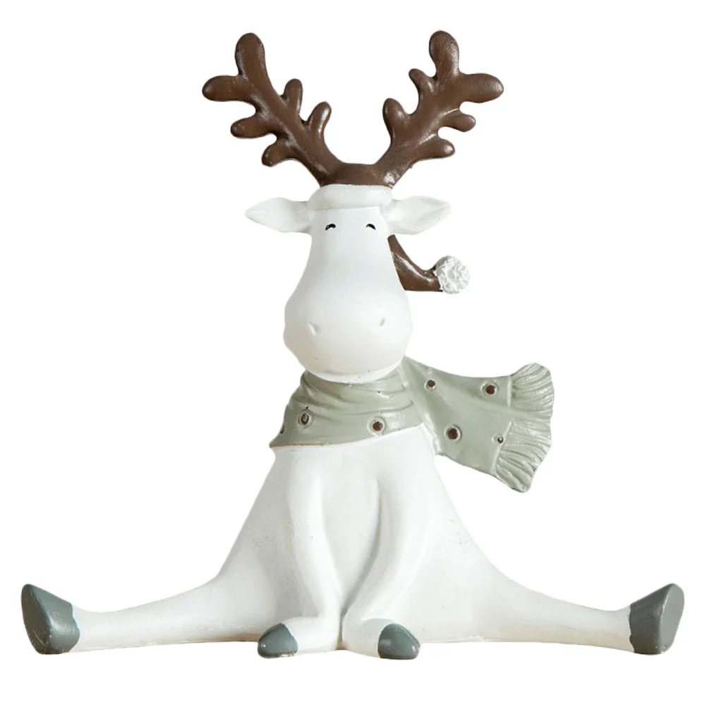 

Reindeer Figurine Christmas Resin Deer Statue Holiday Desktop Ornaments Xmas Party Supplies for Home Cabinet