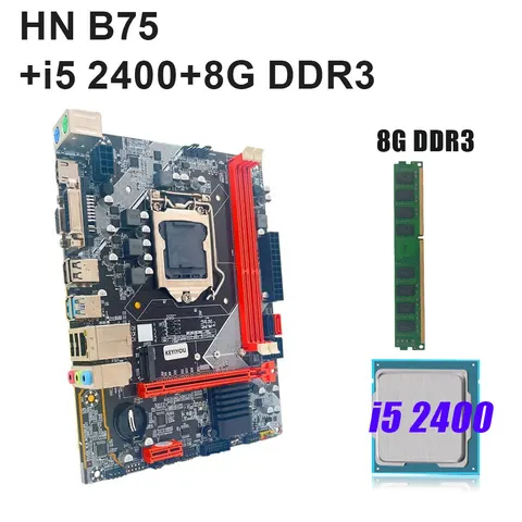 Материнская плата KEYIYOU B75 LGA 1155 для настольного ПК, комплект M.2 NVME i5 2400 и DDR3 8G память для ПК