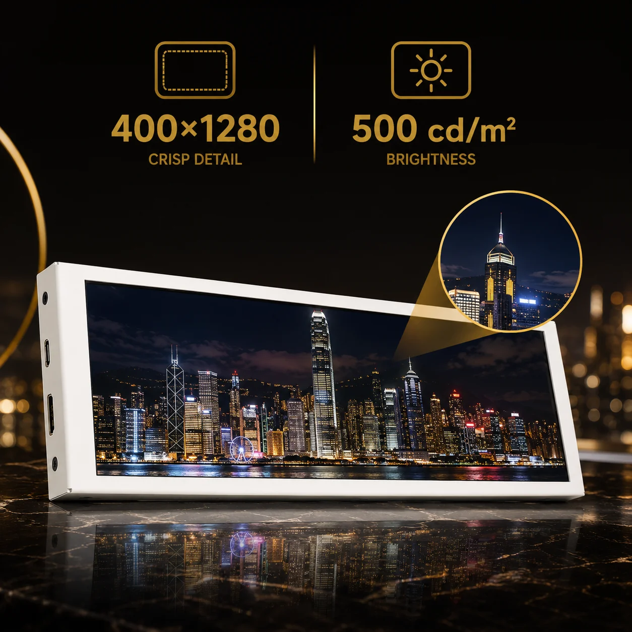 LESOWN 7.9'' Экран без предустановки программ 400x1280, белый, HDTV, DIY, дисплей для микро-ПК, 5:16 (art.: 3920dc7300c23) - 3920dc7300c23