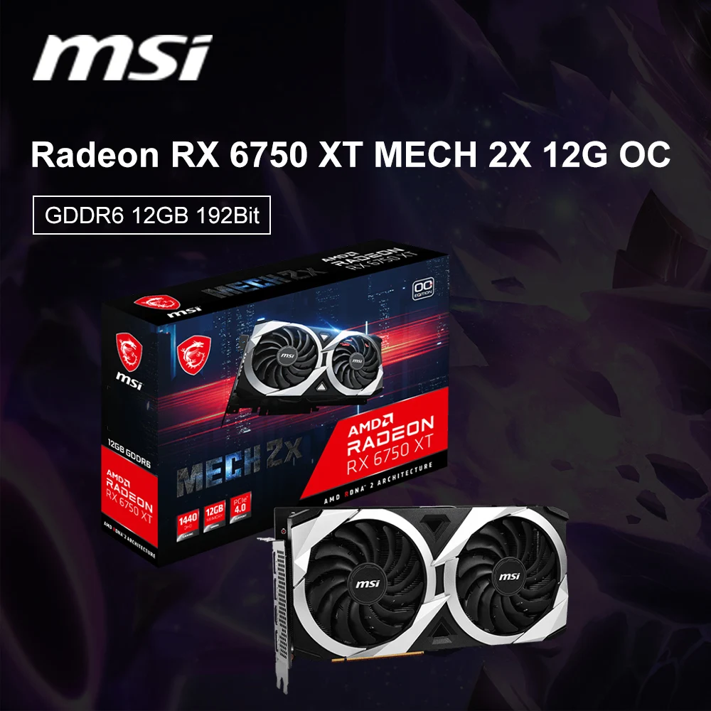 MSI RX 6750 XT MECH 2X 12G OC Graphic Card GDDR6 192bit 7nm 6700XT