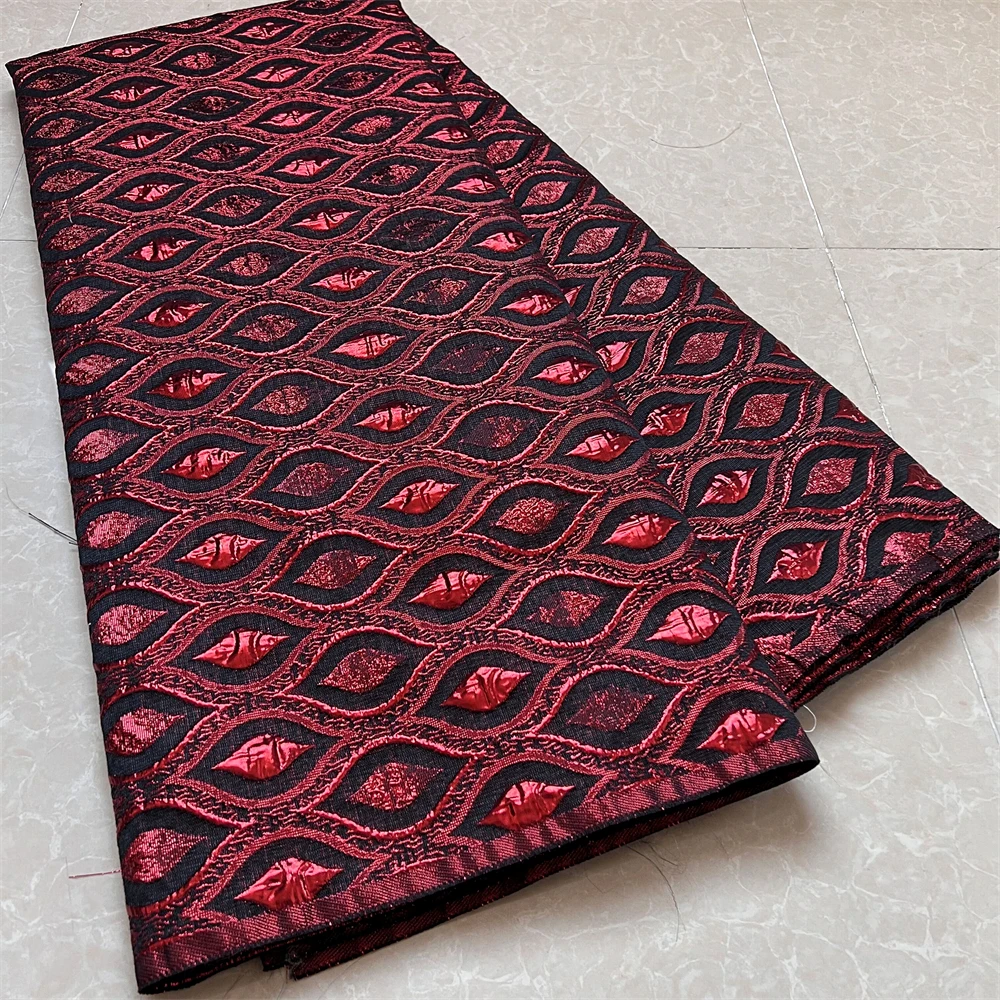 

African Nigerian Jacquard Tulle Fabric High Quality 5 Yards Embroidered Damask French Lace For Tailor Wedding Party JK061