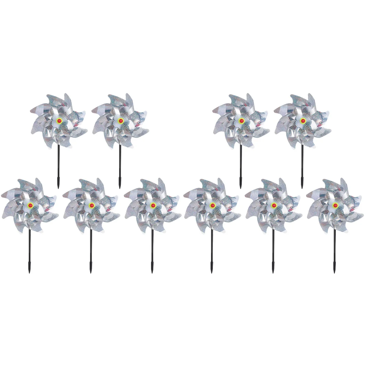 

10 pcs Silver Sequined Windmill Colorful Reflective Bird Repellent Artifact