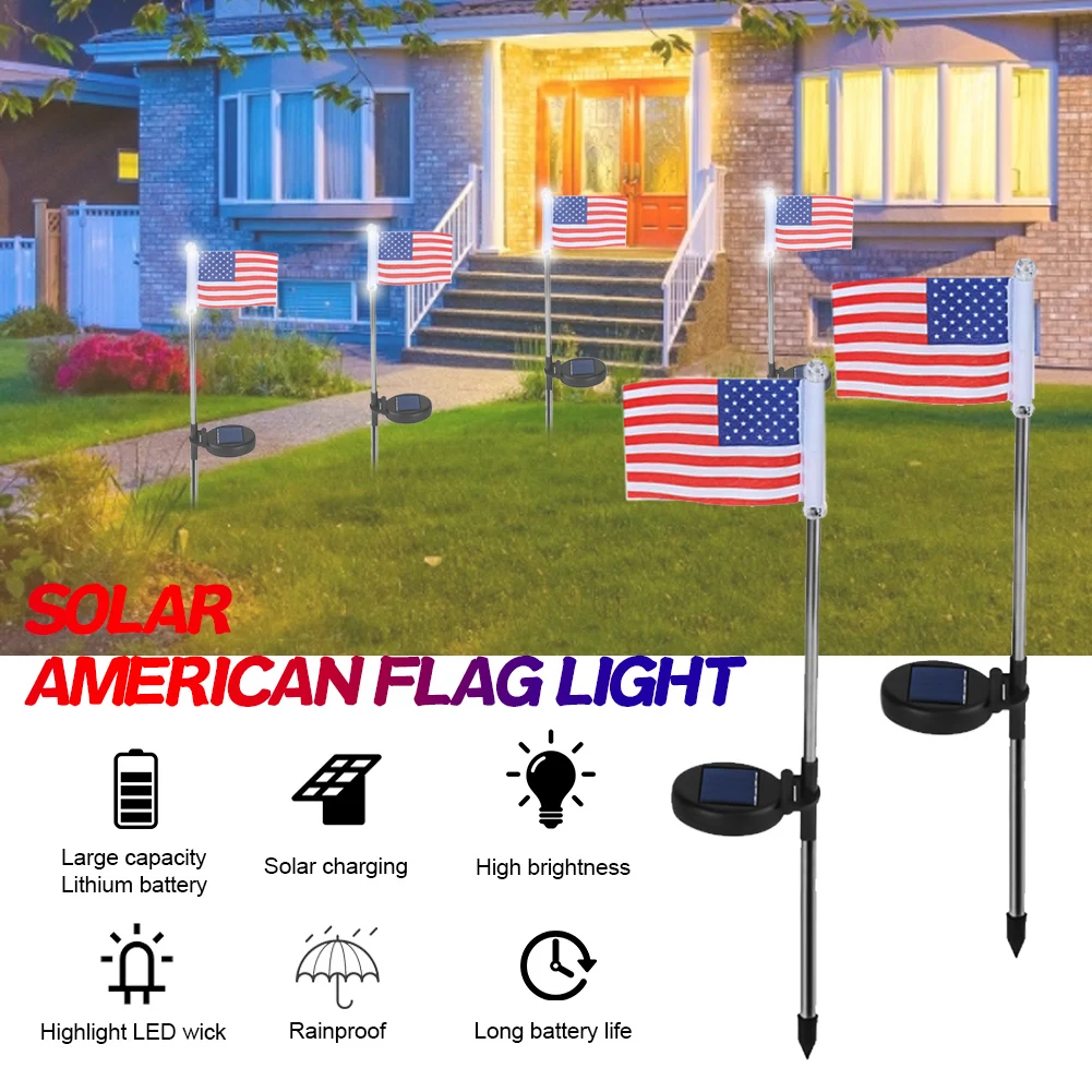 

6PCS Solar American Flag Light Yard Lawn Light Home Garden Courtyard Decor boule lumineuse exterieur jardin independence Day