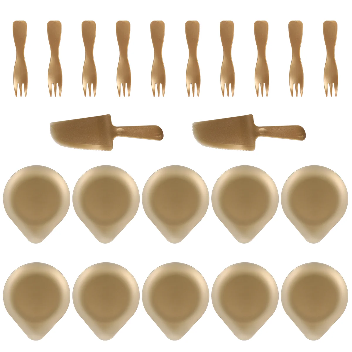 

22pcs Disposable Cake Dessert Plates Birthday Party Fork and Spoon Set