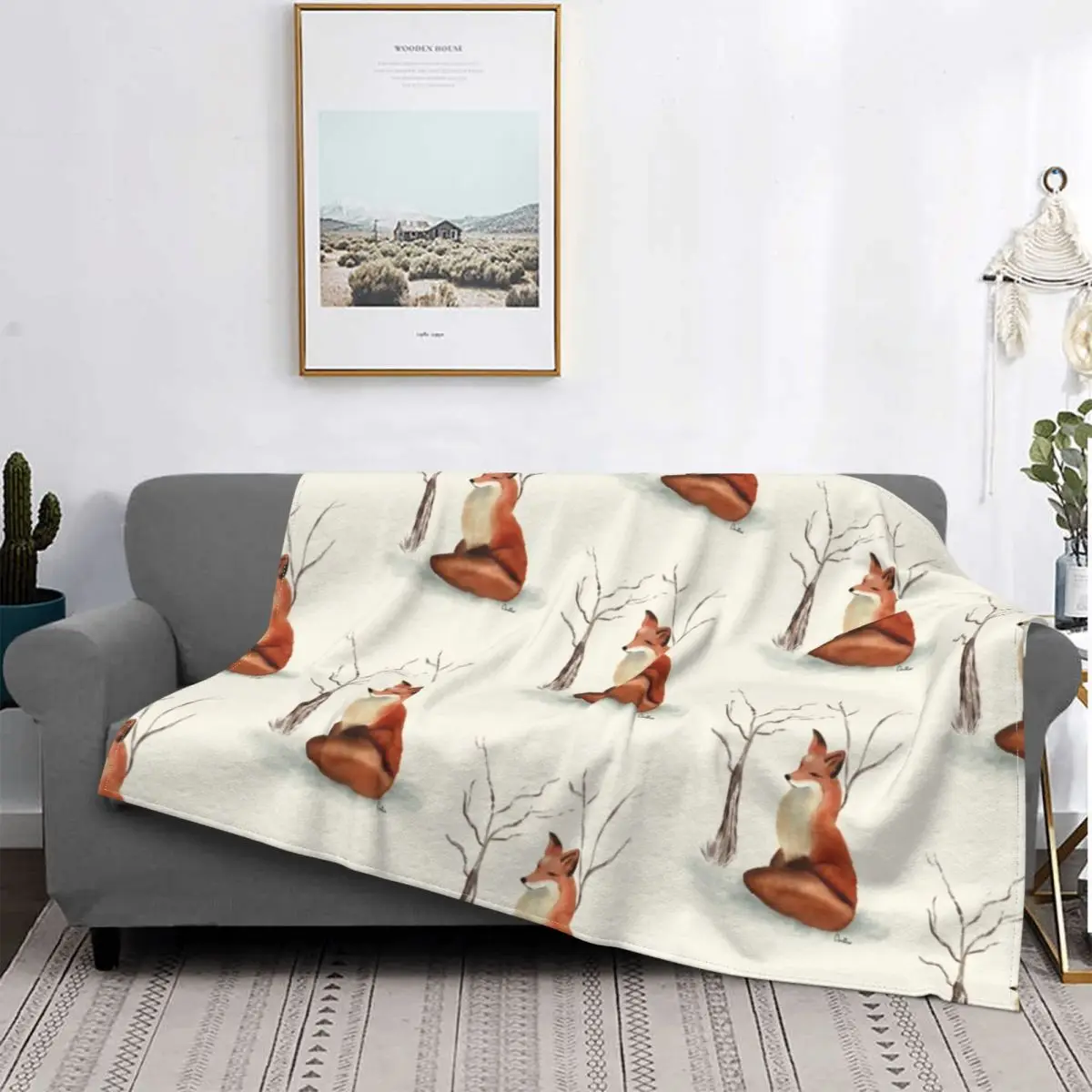 

Fox Blanket Cute Animal Warm Bedspread Plush Ultra Soft Cover Fleece Quilt Bedding Sofa Bedroom Velvet Decor