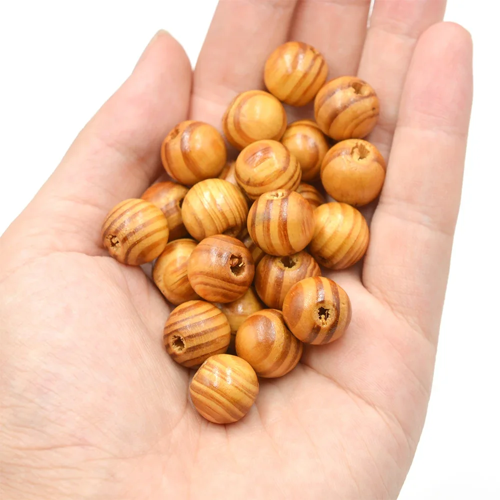 Круглые сосновые натуральные деревянные полосатые бусины свободные