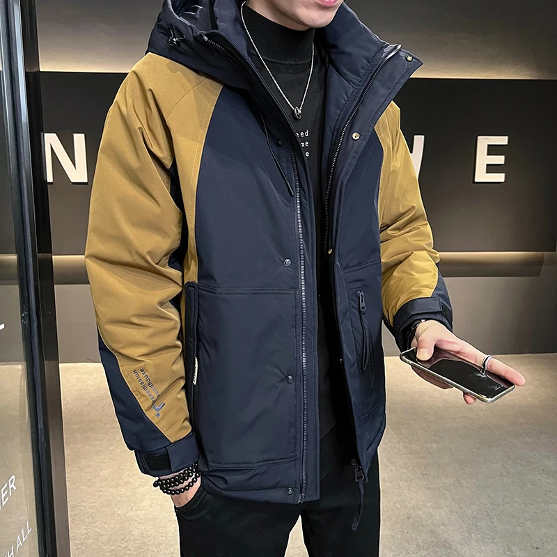 Man Jacket 2023 Winter Spring Duck Down Jackets Warm Hood Coats Men Fashion Outwear Outfits Windproof Pockets Parkas Streetwear