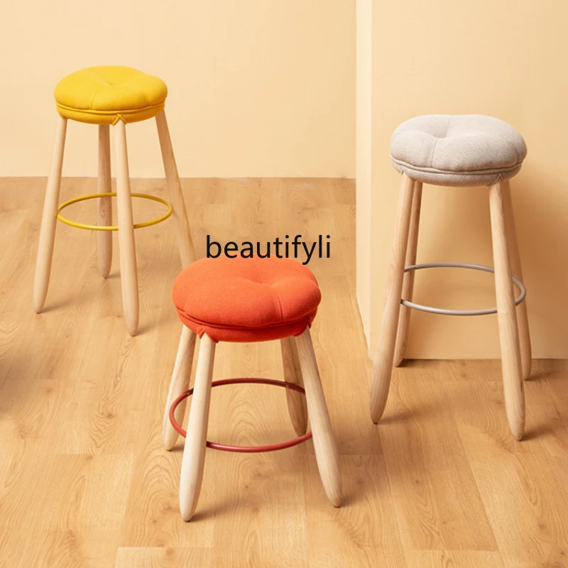 

Круглый стул yj с тыквой в скандинавском стиле для дома, маленькой квартиры, гостиной, спальни, небольшой стул для прихожей, сменный стул для ...