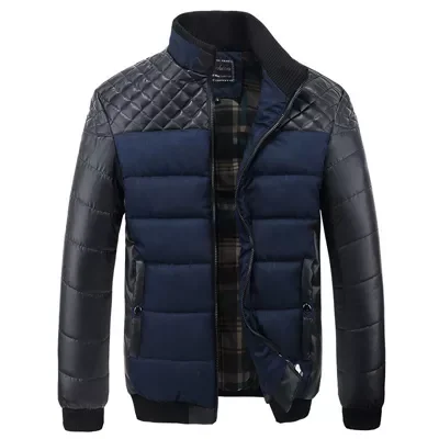 

Mens Cotton Thick Jackets Parkas Male Casual PU Patchwork Design Outerwear Coats Clothing YA745 Winter Men Parka Fashion
