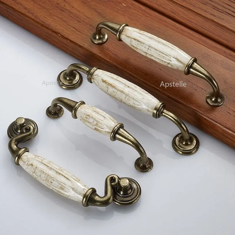 

Antique Ceramic Cabinet Handles Wardrobe Classical Handles Cabinet Drawer Pull Knobs Minimalist Single Hole Hardware
