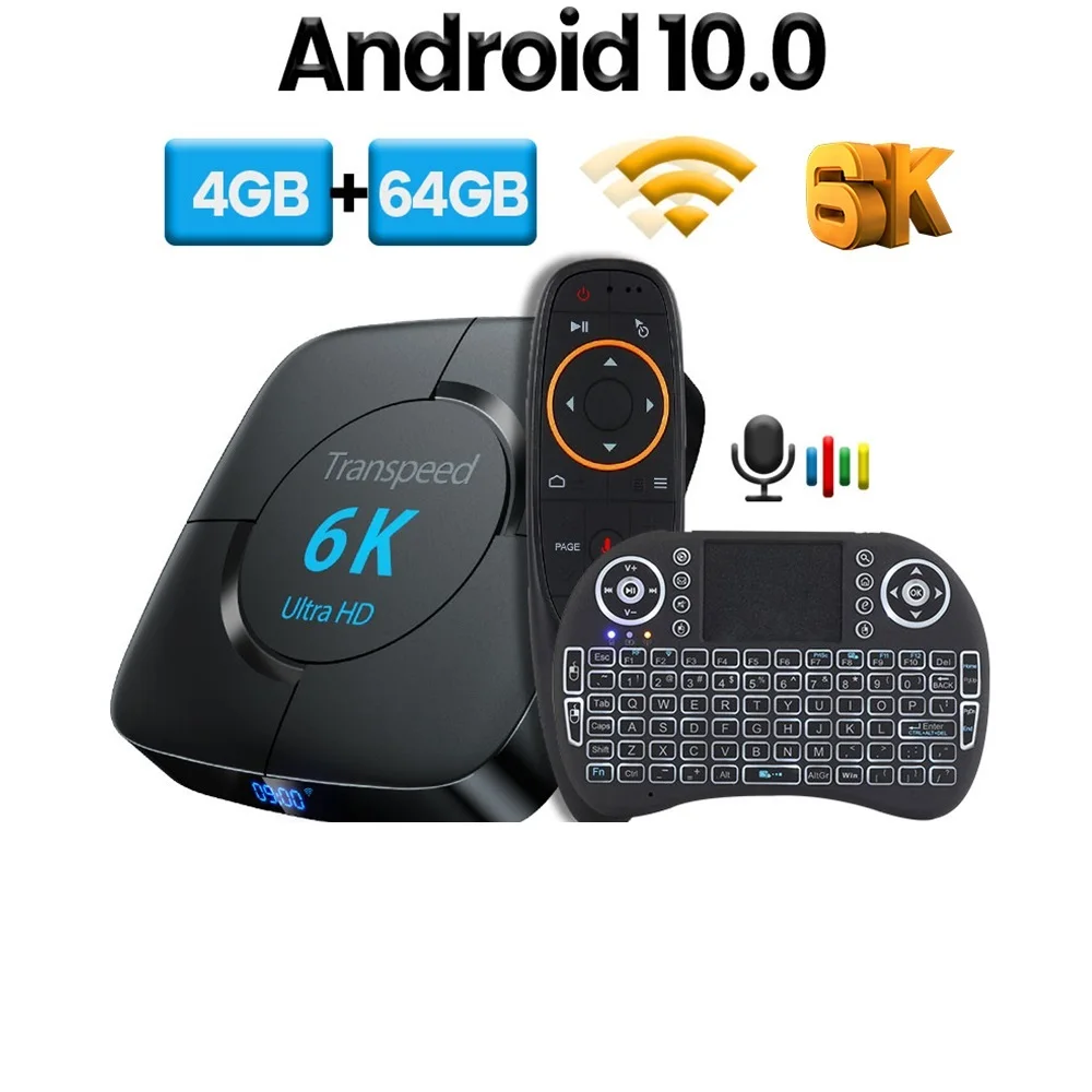 ТВ-приставка Transpeed Android 2 4 голосовой помощник 6K 3D Wifi 5 8G и G Гб ОЗУ 32 64 ГБ медиаплеер