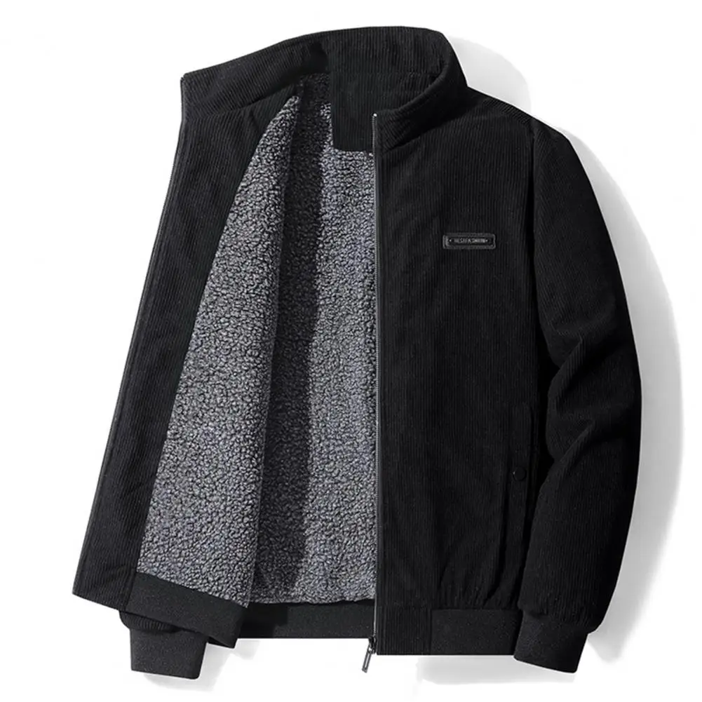 Мужская осенне-зимняя теплая куртка с воротником-стойкой и длинным рукавом