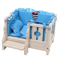 2022 new lovely luxury feet with wooden hollow out removable pet pet cat dog bed