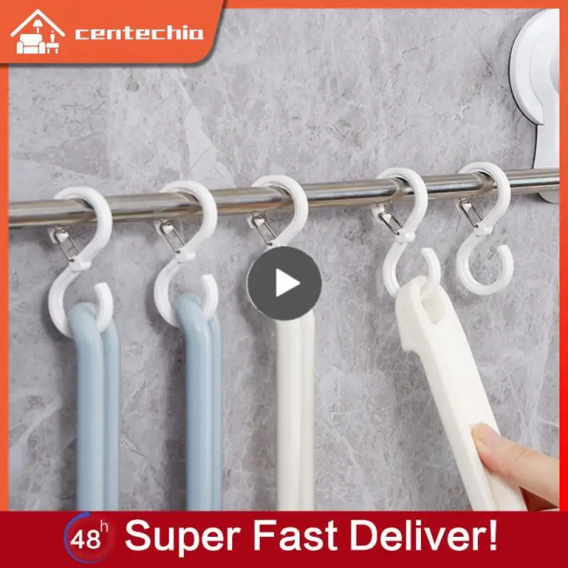 

Multifunction S-type Lock Catch Hooks Anti Falling Wardrobe Hat Bag Storage Hooks Kitchen Bathroom Cross Bar Drying Hook