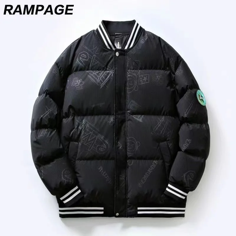 Men's Baseball Collar Jacket Winter Warm Padded Coat Loose And Casual Silk-like Cotton Male Clothing Thick Down Cotton Jackets