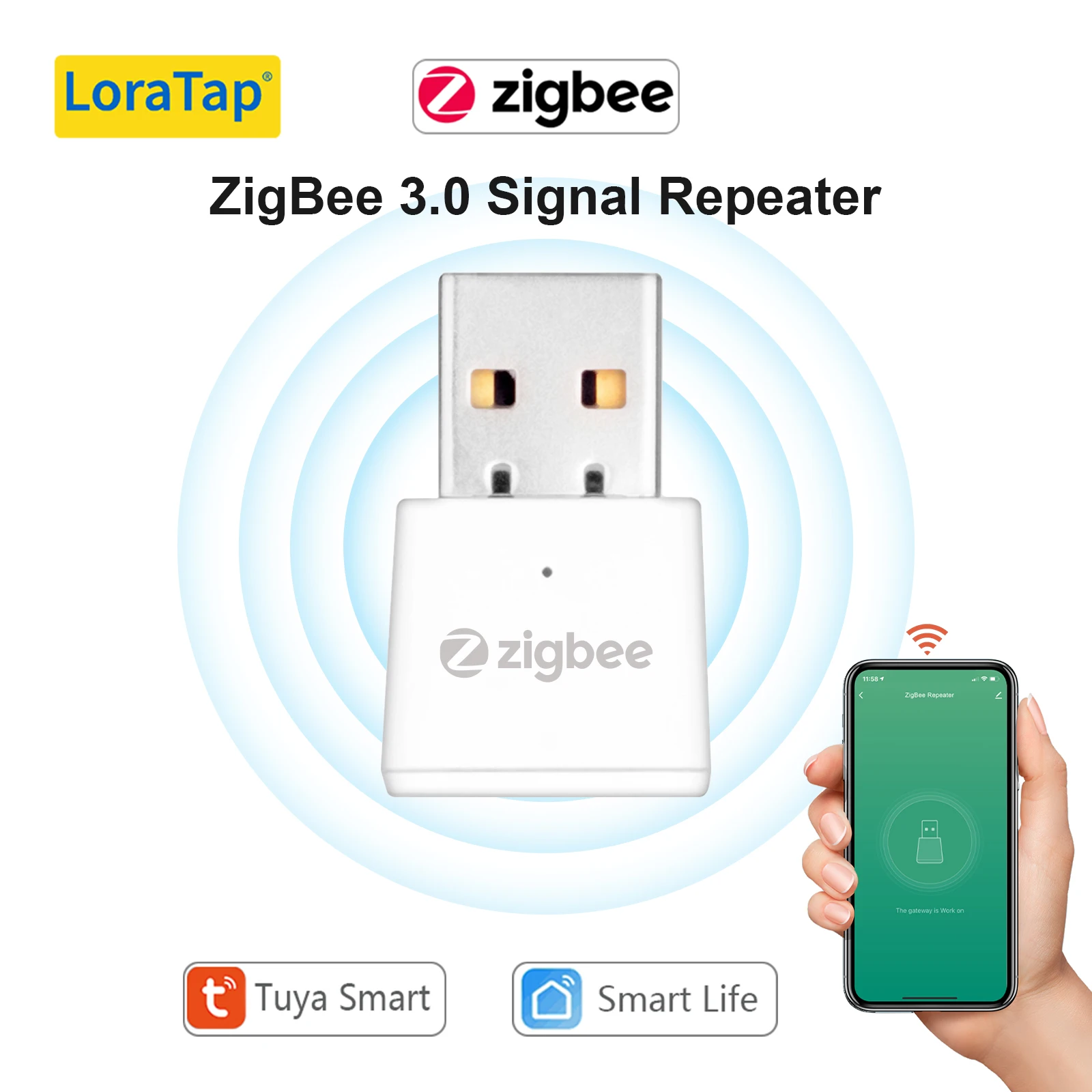 LoraTap Tuya ZigBee 3,0 ретранслятор сигнала USB удлинитель для устройств Smart Life ZigBee2MQTT Mesh домашний помощник Deconz Автоматизация
