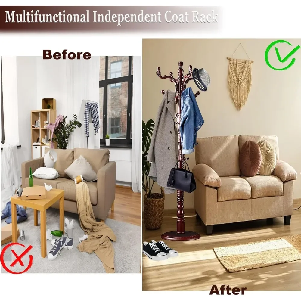 Вешалки для одежды Отдельно стоящие вешалка из натурального дерева прочные