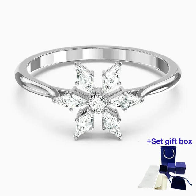 

S High Quality Fashion Jewelry Magic ring, Snowflake, White, Rhodium plated Exquisite Gift Box Free Shipping