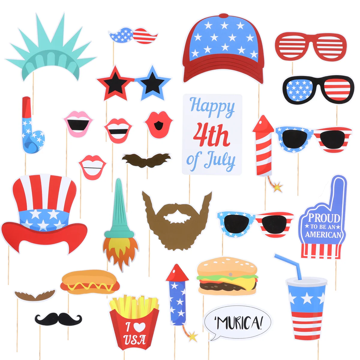 

Photo Props Day Booth Independence July Patriotic 4Th Party Decoration Memorial American Fourth Favors Supplies Accessories