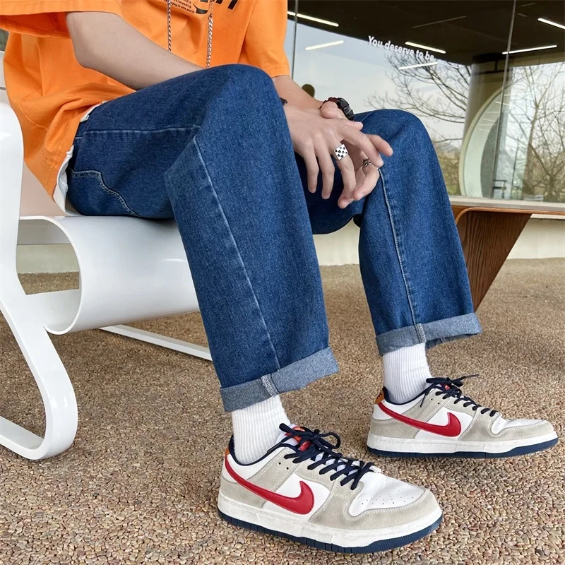 Summer Thin Jeans Men Fashion Casual Drawstring Jeans Men Streetwear Hip-hop Loose Straight Denim Pants Mens Trousers M-3XL