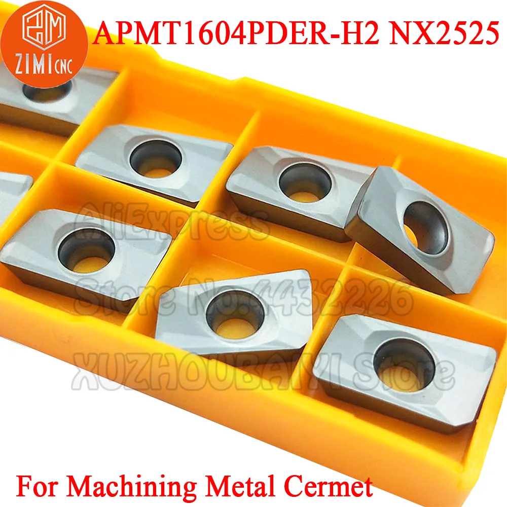 

10pcs APMT1604PDER-H2 NX2525 Cermet Carbide 90 Degree Shoulder Milling Cutter Tungsten Carbide Insert APMT 1604 PDER Tool